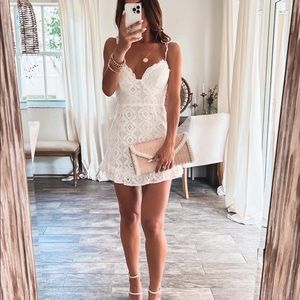 Boutique White Lace Mini Dress NWT